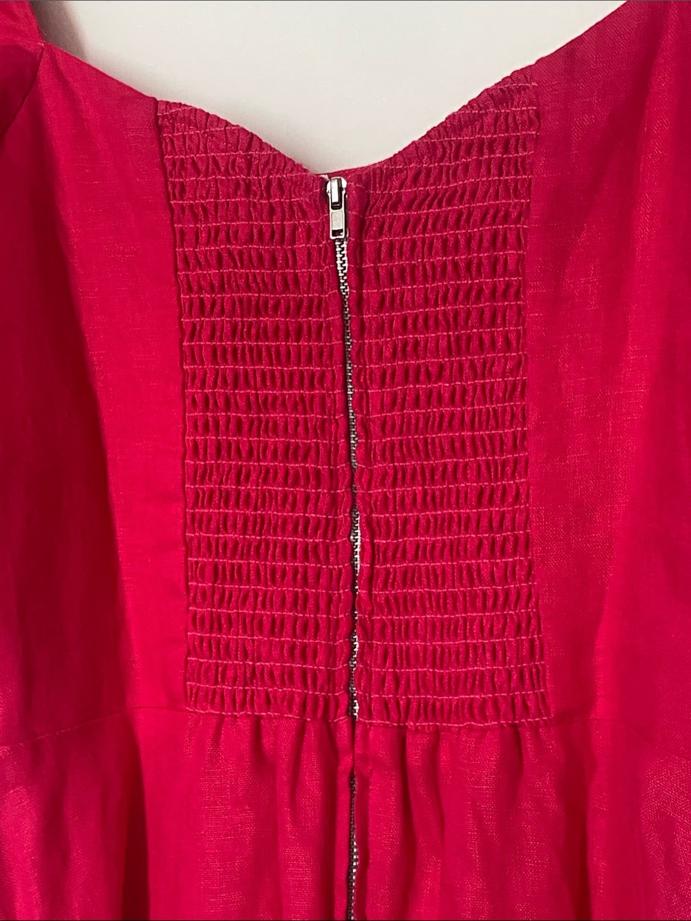 Reformation Women’s Pink Puff-Sleeve High-Slit Midi Dress Size 10. - Picture 9 of 14